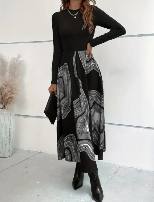 Sylvie | Jupe Midi Chic avec Motif Artistique
