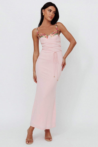 Pauline Laurent® | Robe midi avec broderie florale et dentelles