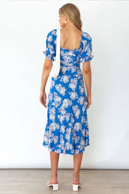 Pauline Laurent® | Robe midi avec manches ballon en forme de cœur