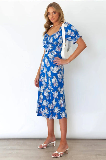 Pauline Laurent® | Robe midi avec manches ballon en forme de cœur