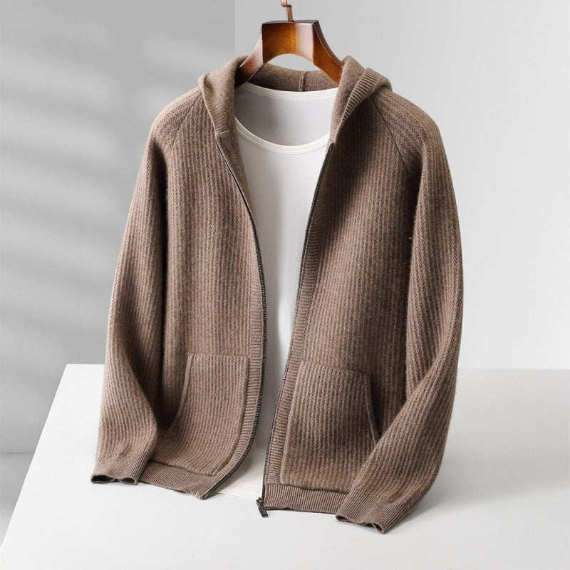 Sweat à capuche zippé en cachemire