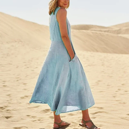 Naysi™ | Robe Élégante en Lin et Coton