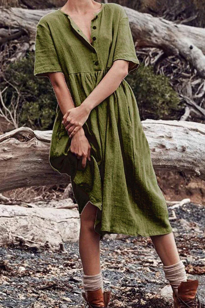 Robe patchwork décontractée avec encolure en O et ligne A