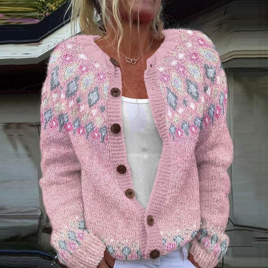 Sophie | Gilet Rose à Motifs