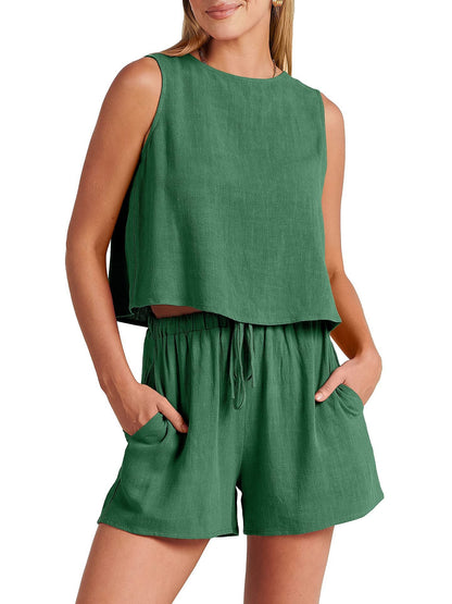 Ensemble Sans Manches À Haut Court Et Short Femmes