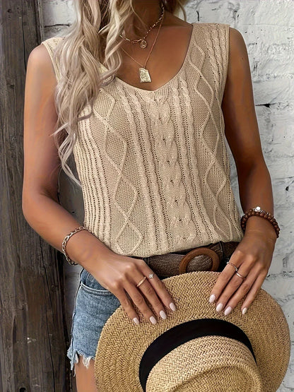 Top Sans Manches En Maille Avec Décolleté En V