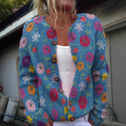 Tilda | Veste bleue à motifs floraux