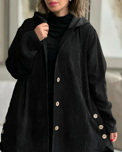 Veste à capuche décontractée en velours