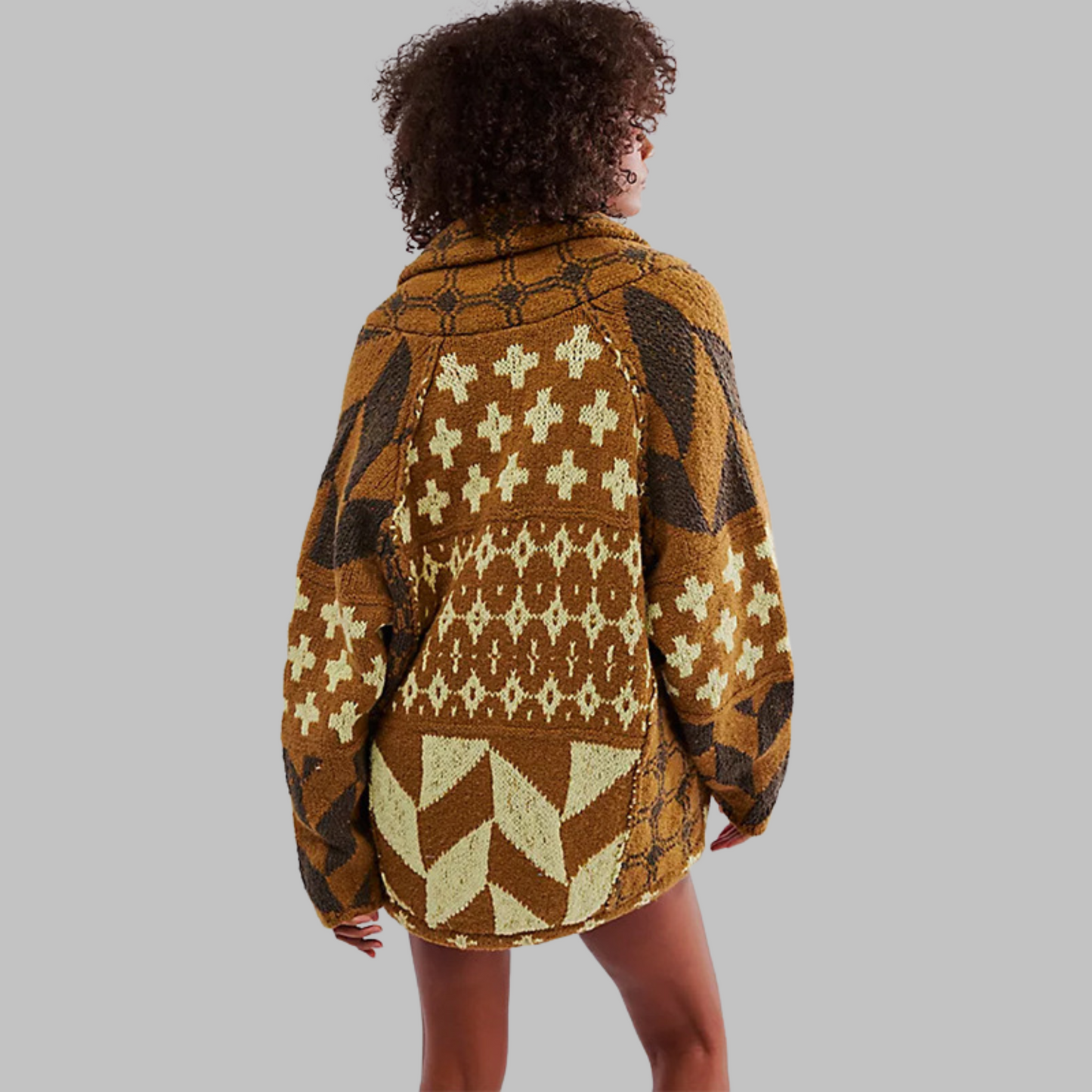 Veste Douillette et Souple avec Motifs Géométriques Modernes