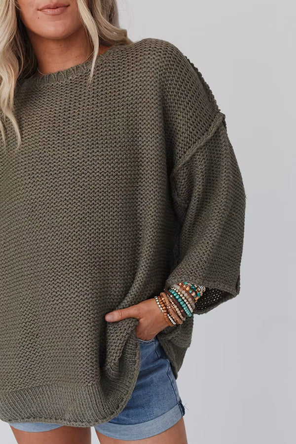 Pull douillet en maille à col rond pour un confort décontracté
