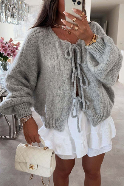 Confortable pull en tricot col V avec lacets