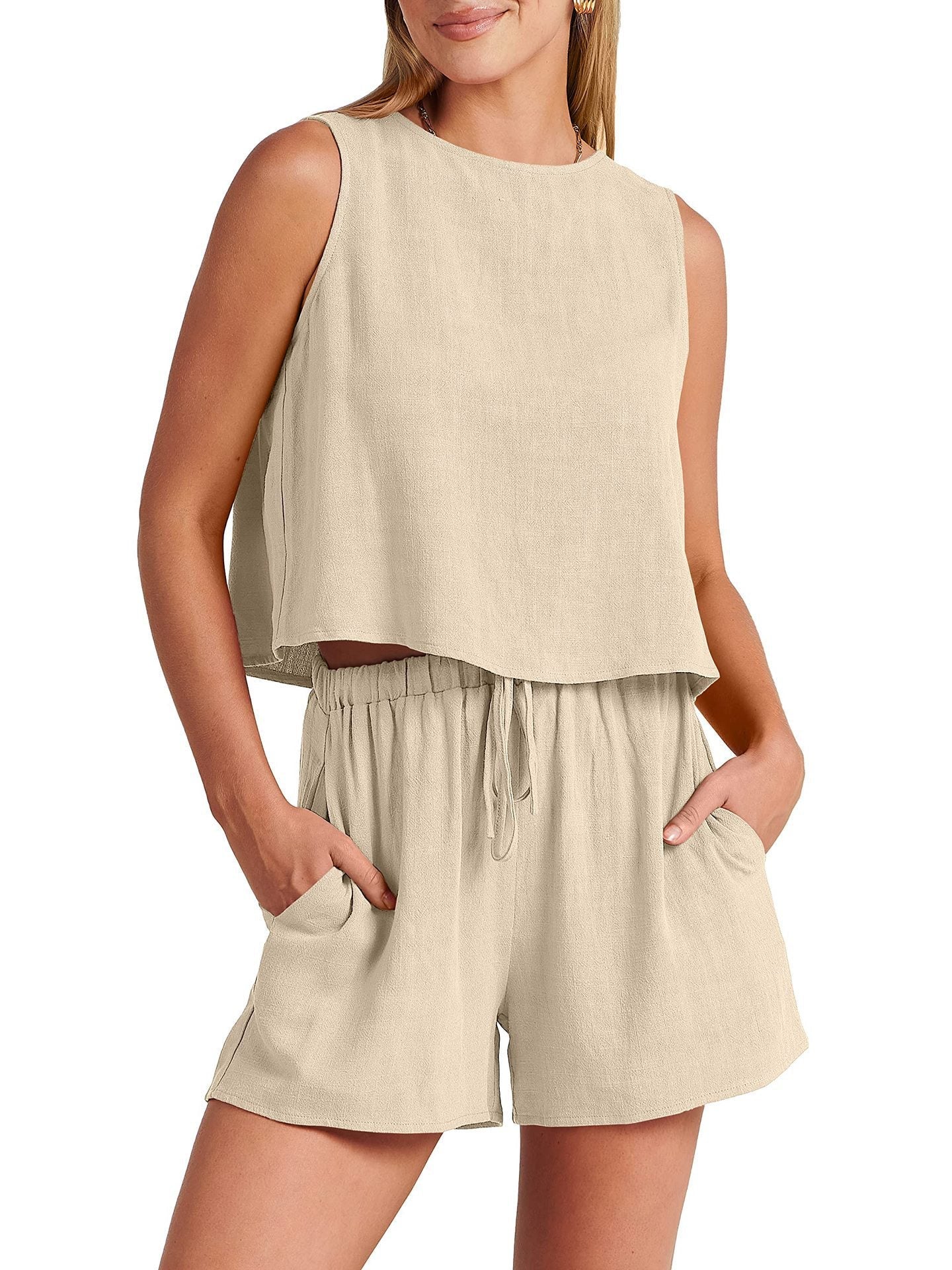 Ensemble Sans Manches À Haut Court Et Short Femmes