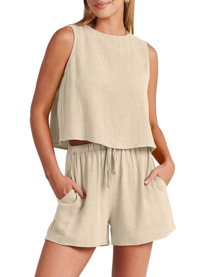 Ensemble Sans Manches À Haut Court Et Short Femmes