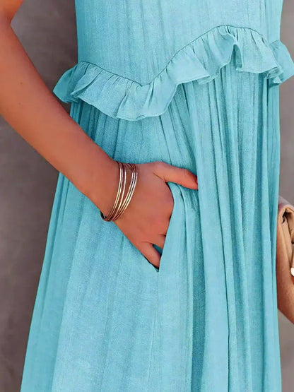 Sarah | Robe Maxi Halter à Volants (Stock Limité)