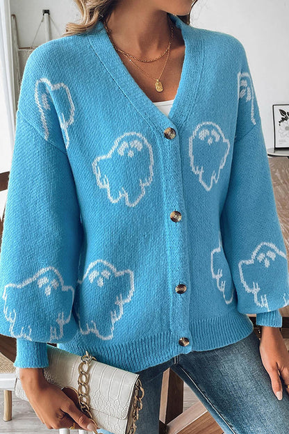 Pull en maille à boutons fantôme d'Halloween douillet