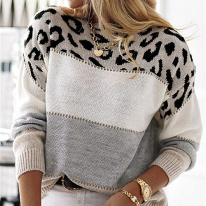 Pull en maille à imprimé léopard confortable