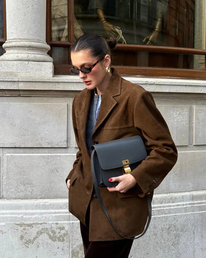 Veste Blazer en Suède Intemporelle pour un Superposition Chic