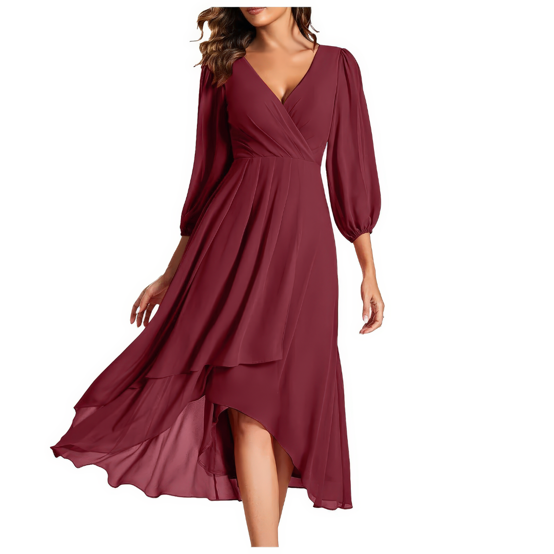 Maeva | Robe à décolleté en V avec ourlet asymétrique