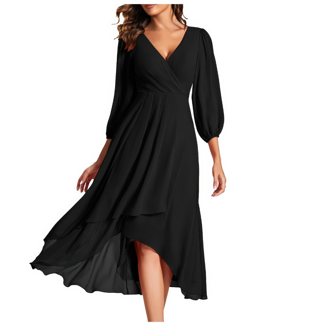 Maeva | Robe à décolleté en V avec ourlet asymétrique