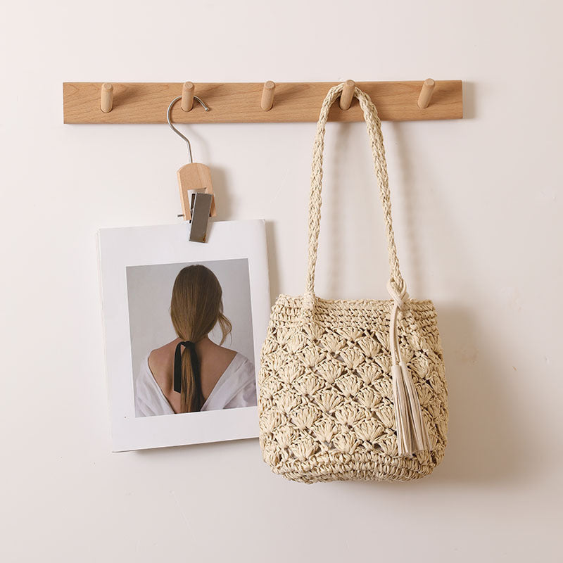 Sac d'épaule en fibre naturelle à motifs
