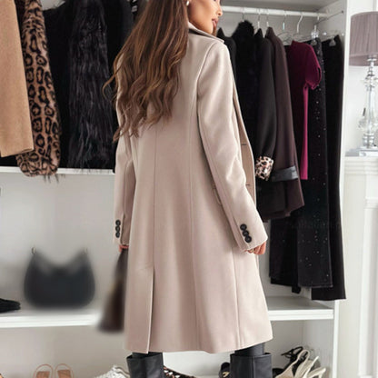 Manteau d'hiver long en laine chic pour femme