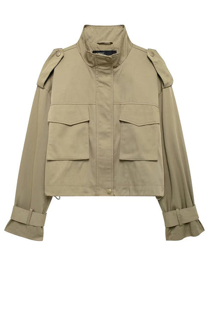 Veste Cargo Utility Décontractée avec Lanière et Détails de Poches