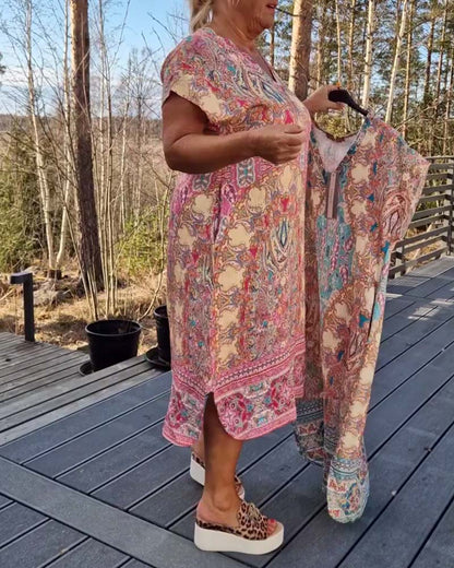 Ailina™ -Robe col V imprimée