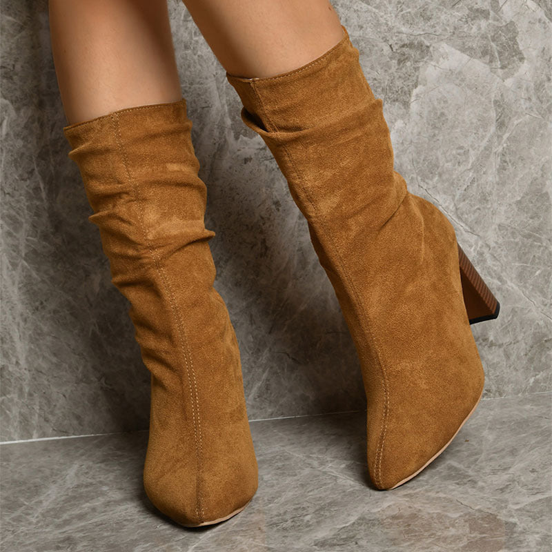 Bottines à Talon Chunky en Suédine