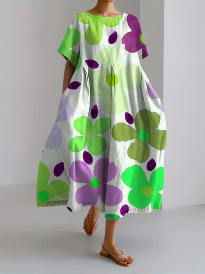Eliana | Robe midi florale et enjouée pour des journées d'été décontractées