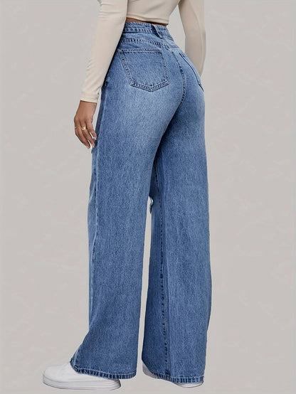 Jean en denim imprimé graphique taille haute à jambes larges