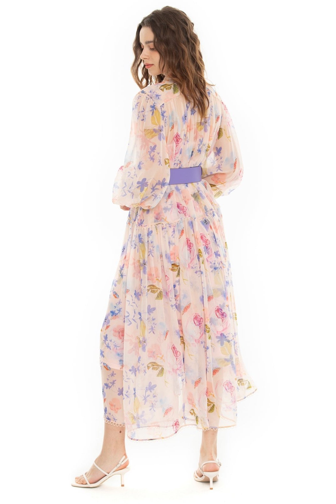 Pauline Laurent® | Robe midi en mousseline avec ceinture