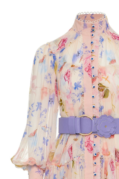 Pauline Laurent® | Robe midi en mousseline avec ceinture