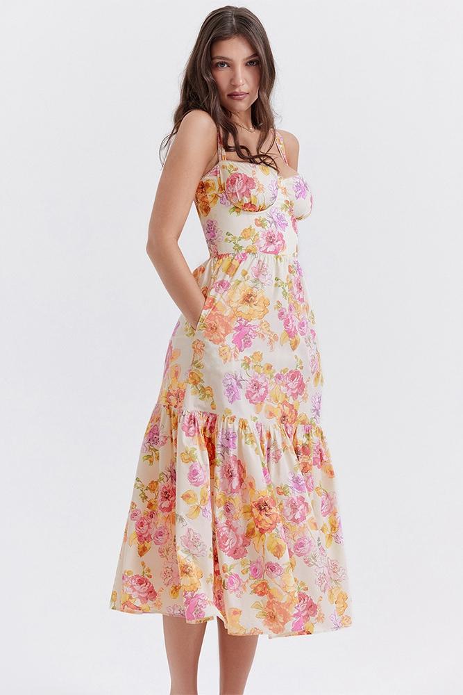 Pauline Laurent® | Robe midi évasée imprimée
