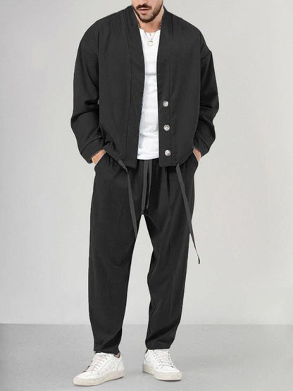 Ensemble Veste Boutonnée et Joggers Stylé pour Hommes