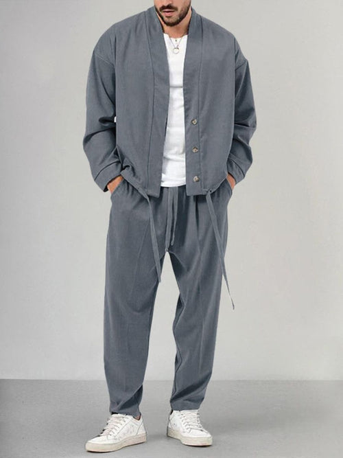 Ensemble Veste Boutonnée et Joggers Stylé pour Hommes