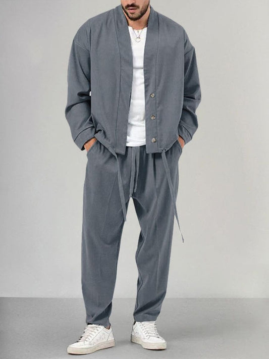 Ensemble Veste Boutonnée et Joggers Stylé pour Hommes