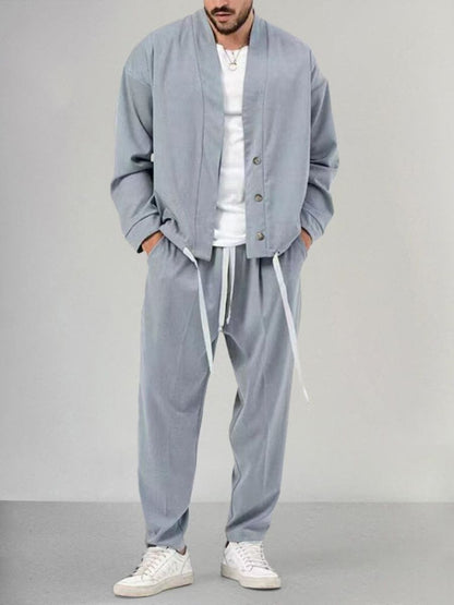 Ensemble Veste Boutonnée et Joggers Stylé pour Hommes