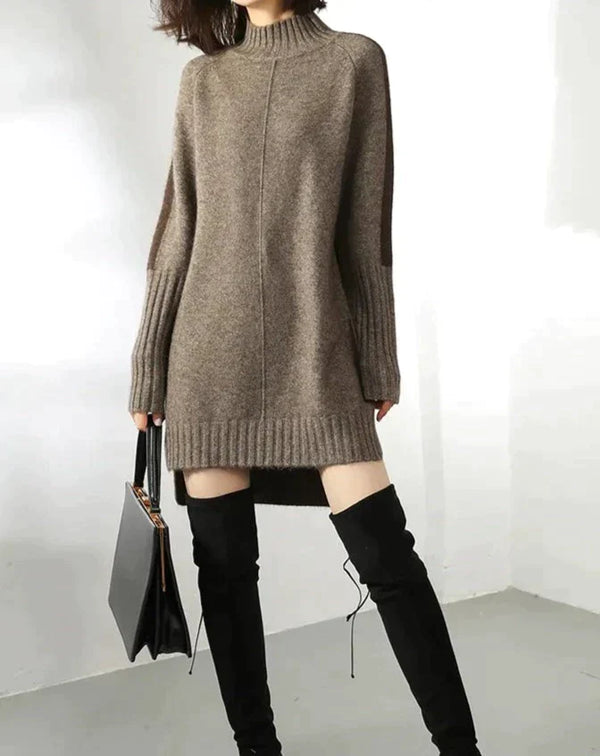 Robe pull col roulé en maille confortable