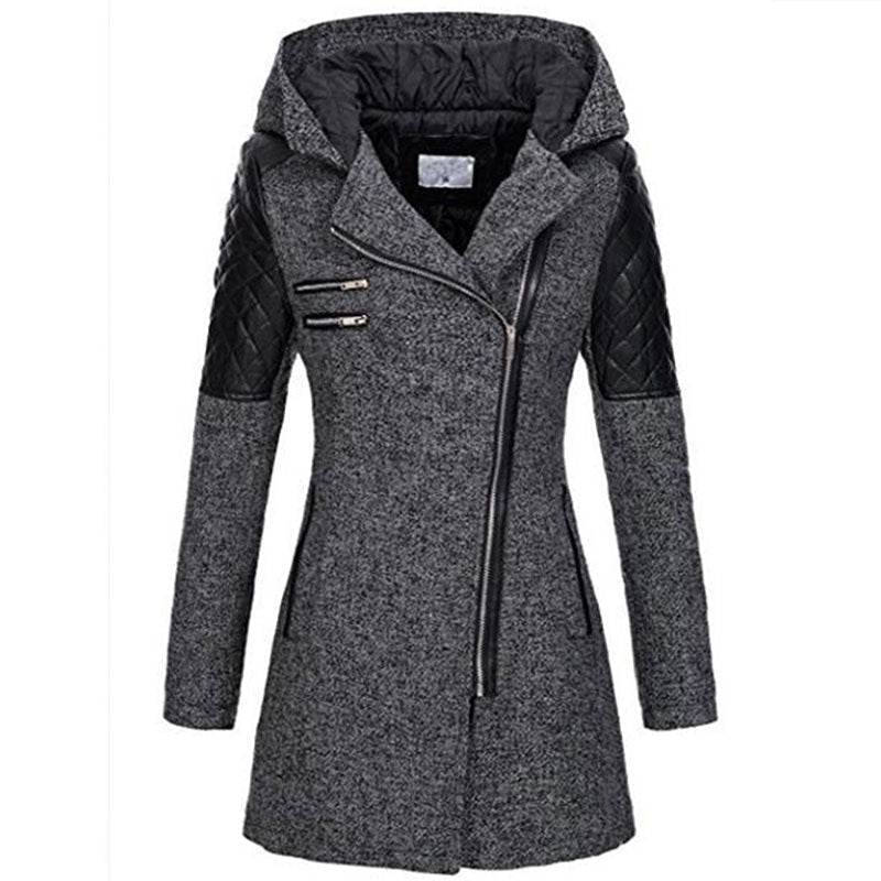 Manteau À Capuche Hivernal En Laine Pour Femmes