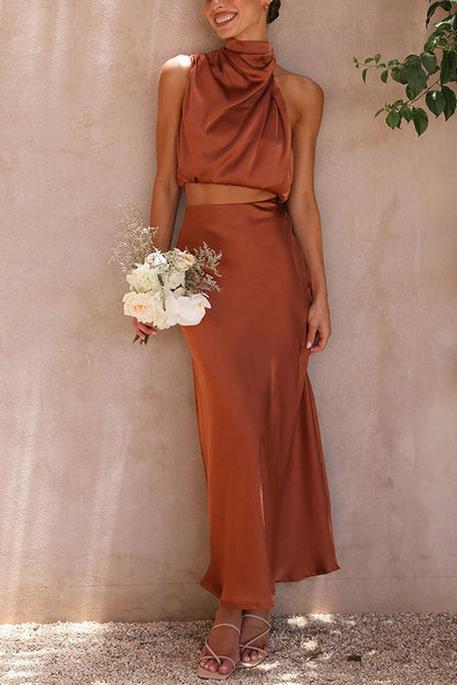 Costume deux pièces décontracté en satin