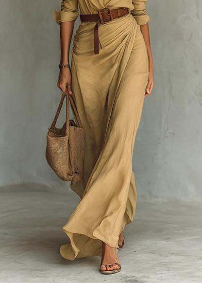 Soléna | Robe longue fluide ceinturée