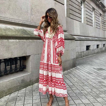 Robe bohème vintage, élégante, décontractée.