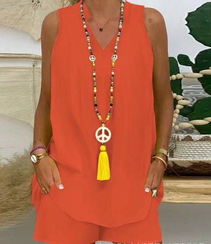 Thessaly™ - Ensemble Décontracté Femme à Col Montant Sans Manches pour un Style Estival Élégant