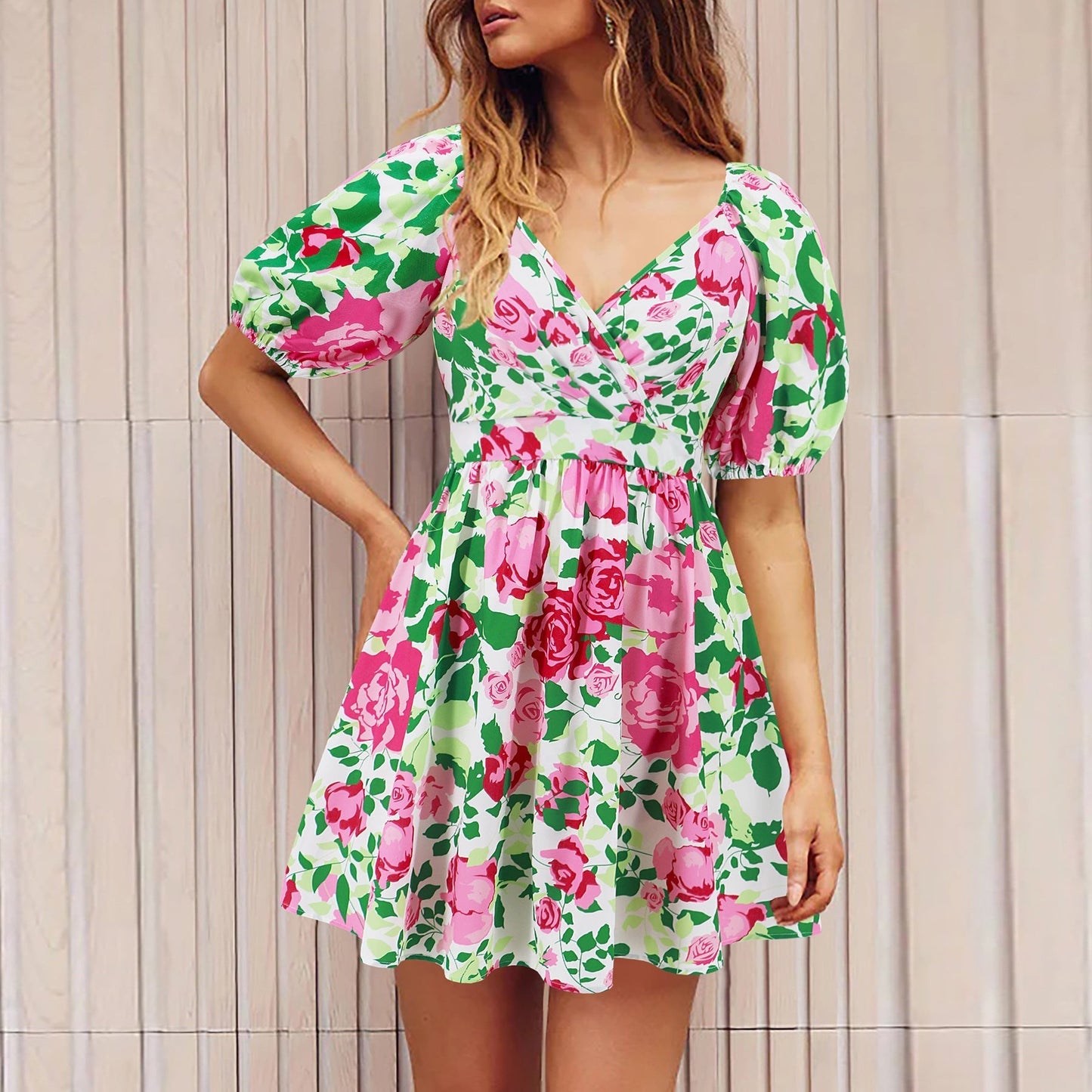 Pauline Laurent® | Robe imprimée fleurs col V