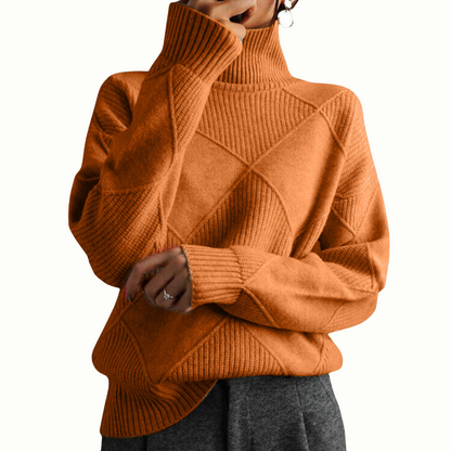 Pull à col roulé tricoté géométrique confortable