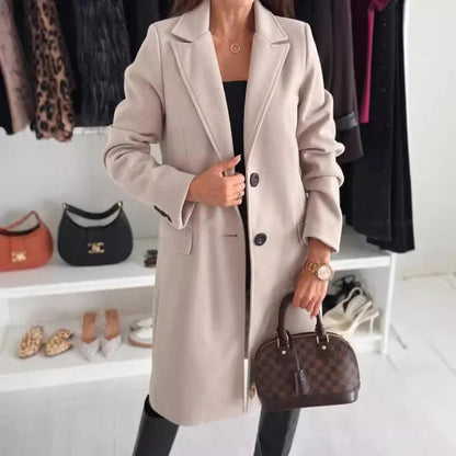 Manteau d'hiver long chic en laine pour femme