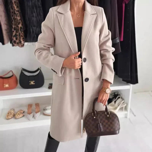 Manteau d'hiver long en laine chic pour femme
