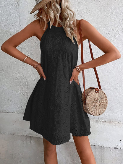 Sophie Paris® | Robe Mini à Col Grec en Oeillet avec Coupe Flatteuse