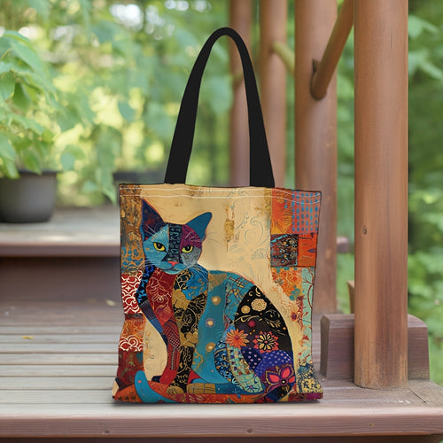 Rosa™ | Sac à Épaule Élégant en Toile avec Motif Chat