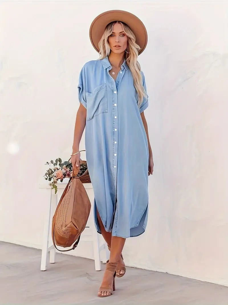 Béatrice - Chemise Robe avec Poches